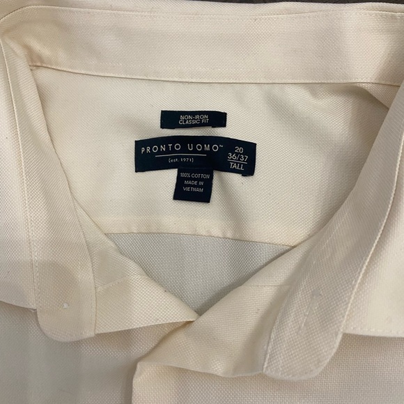 Big & Tall Shirt by PRONTO UOMO / Size: 20 - 36/37 TALL 100% Cotton / NON IRON - Picture 2 of 5